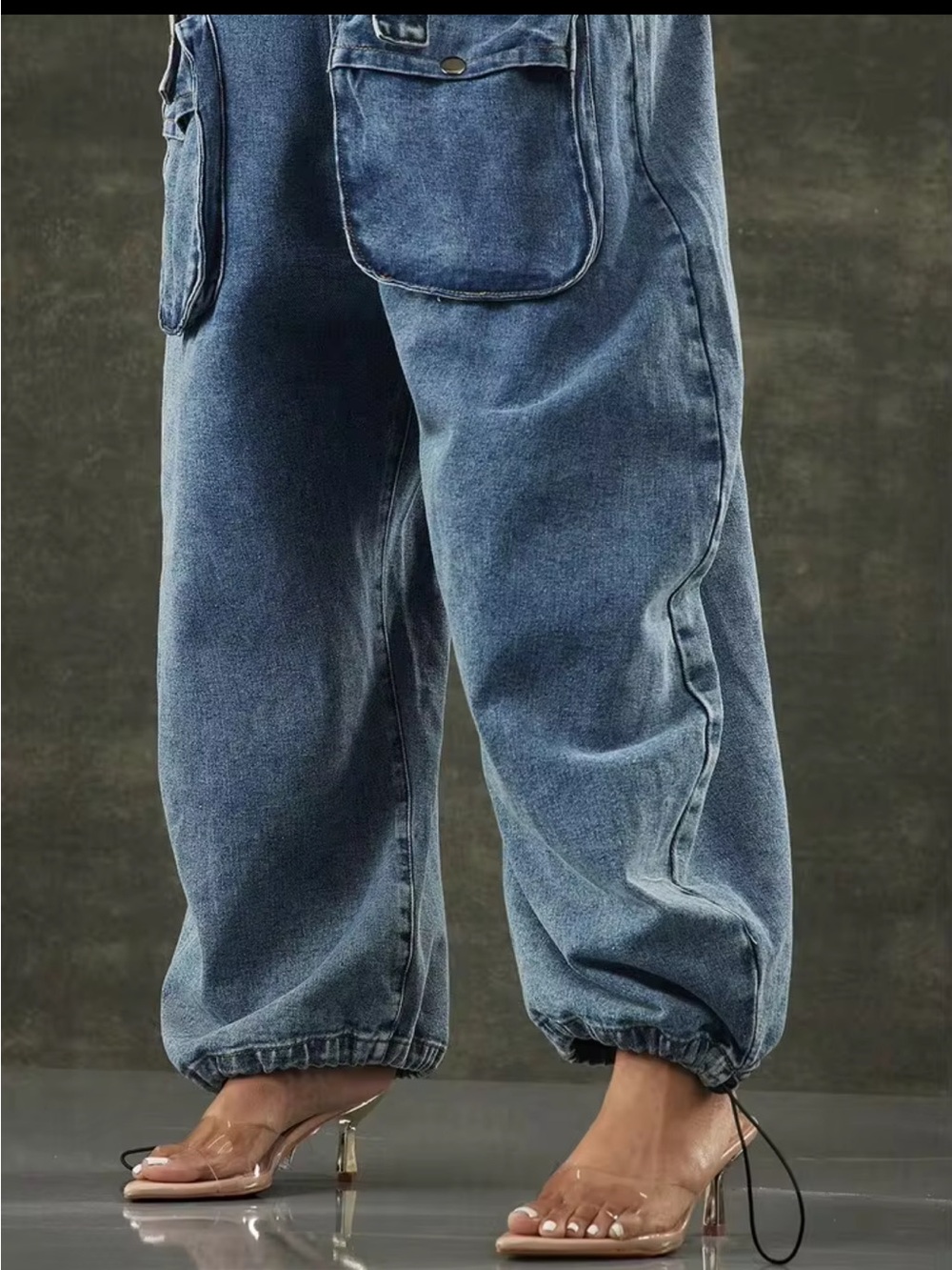 Balloon Denim Overalls - Blue Women Jeans Overalls - Picture 4 of 6